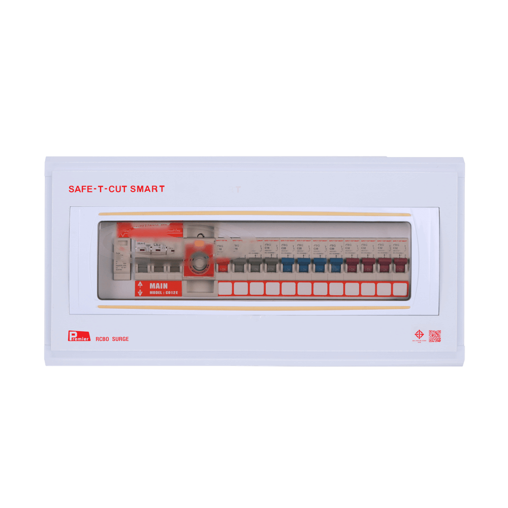 ชุดตู้คอนซูเมอร์ 12 ช่อง เบรคเกอร์กันดูด 63 แอมป์ เซฟ-ที-คัท สมาร์ท รุ่น PREMIER SURGE_1
